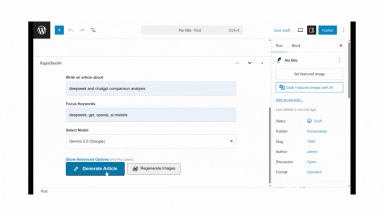 WordPress Article Generation with RapidTextAI